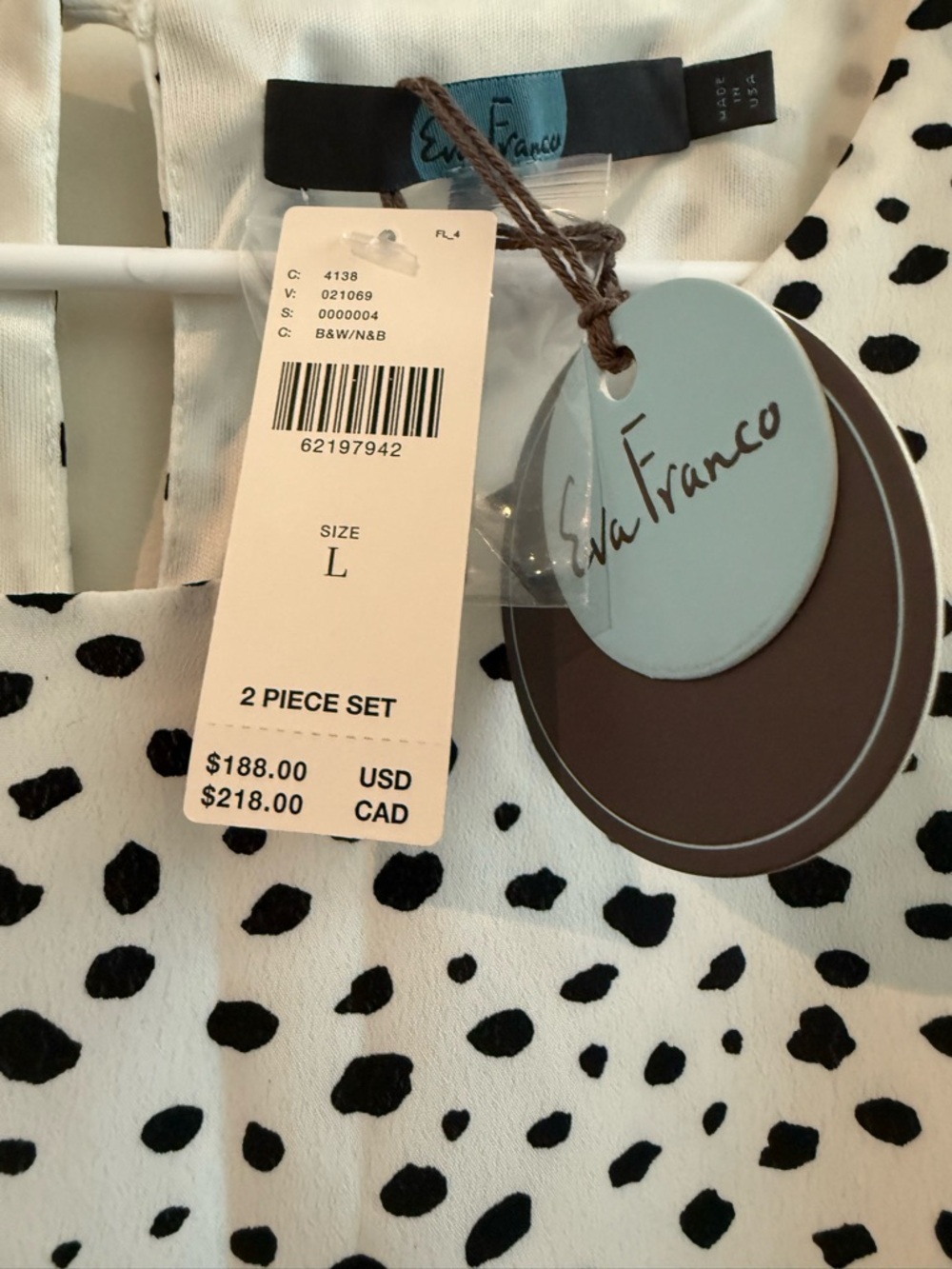 White Sleeveless Polka Dot Feather Hem Top & Matching Bottoms - Picture 2 of 4